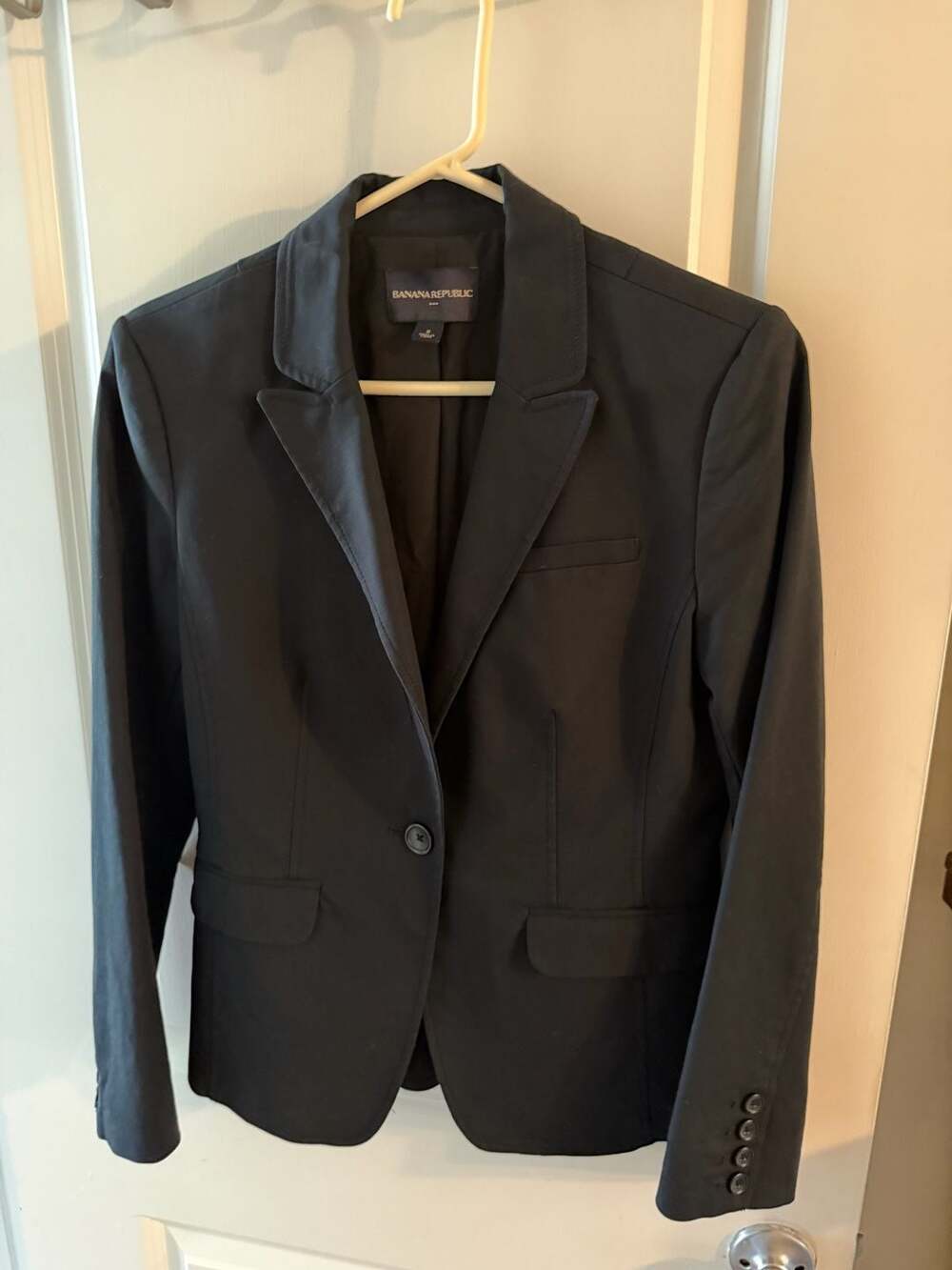 Banana Republic Womens Black Single Button Blazer Jacket Size 8